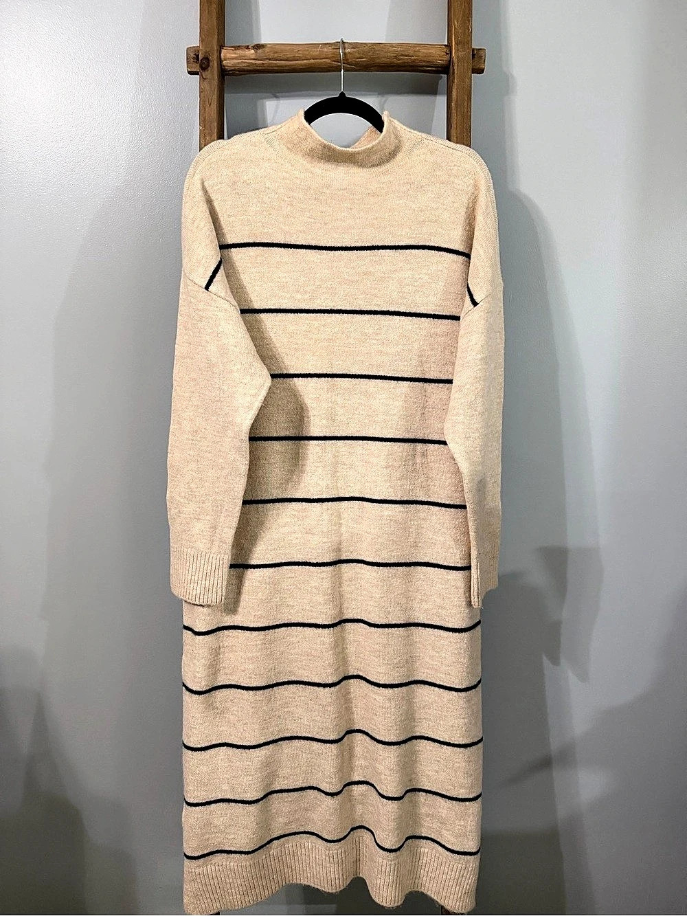 Rare/Limited Edition Abbott Elementary Volume 1 Striped Maxi Dress in Cream/Oatm